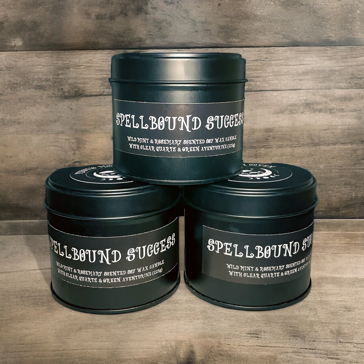 Spellbound Success Luxury Handmade Wild Mint & Rosemary Scented Crystal Infused Candle