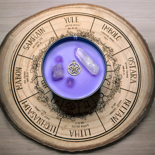 Psychic Intuition Luxury Handmade Sandalwood & Vanilla Scented Crystal Infused Candle
